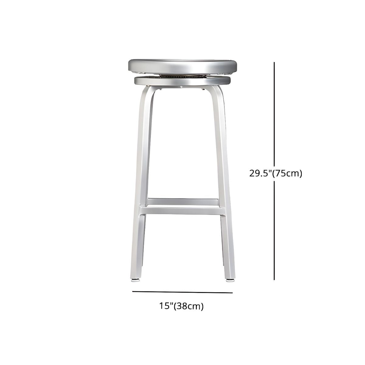 SILVER ALUMINUM COUNTER HEIGHT BAR STOOL