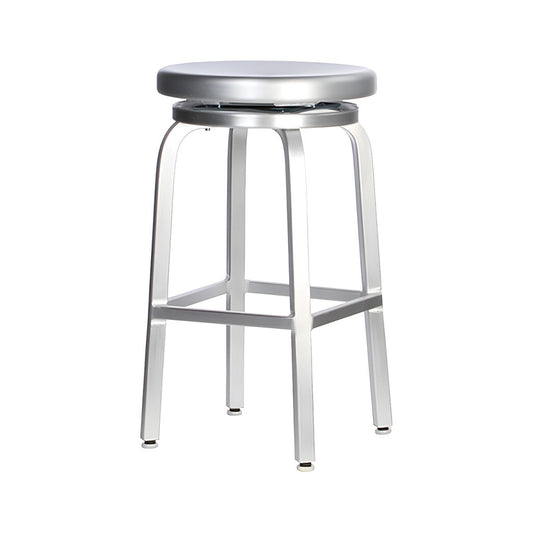 SILVER ALUMINUM COUNTER HEIGHT BAR STOOL