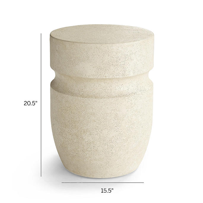 WHITE STONE LOOK SIDE TABLE OR STOOL