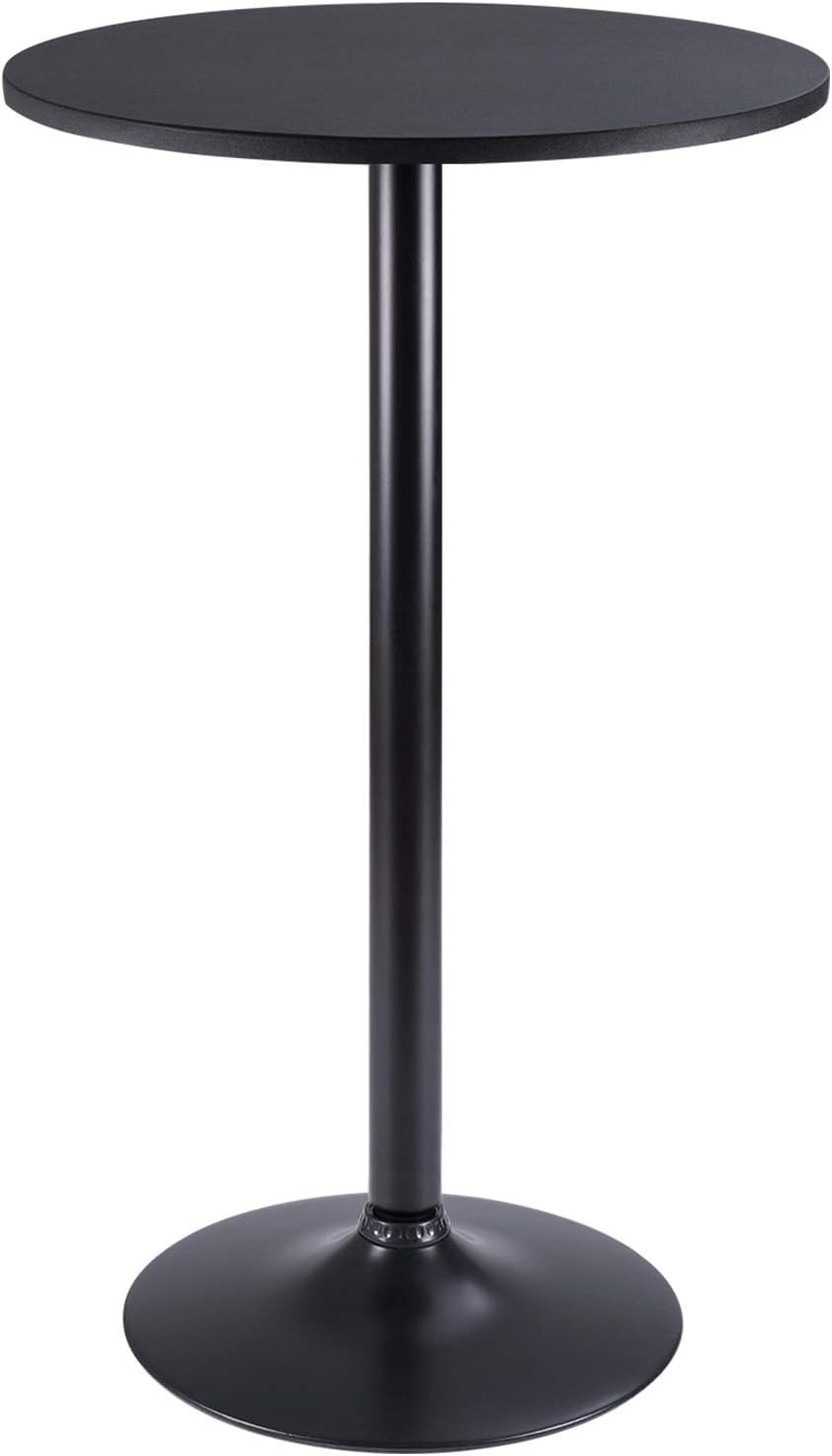 BLACK HIGH TOP ROUND PUB TABLE WITH METAL BASE