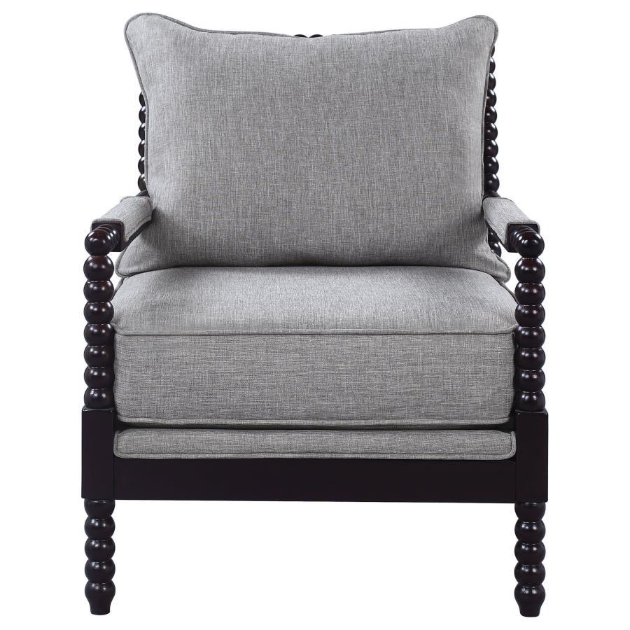 GRAY LINEN BLACK BLUB ARM CHAIR
