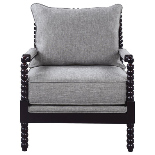 GRAY LINEN BLACK BLUB ARM CHAIR