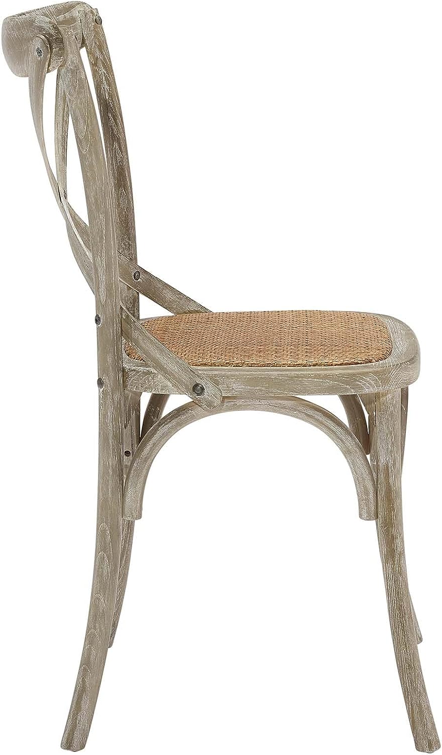 GRAY RATTAN CROSS BACK DINING CHAIRS
