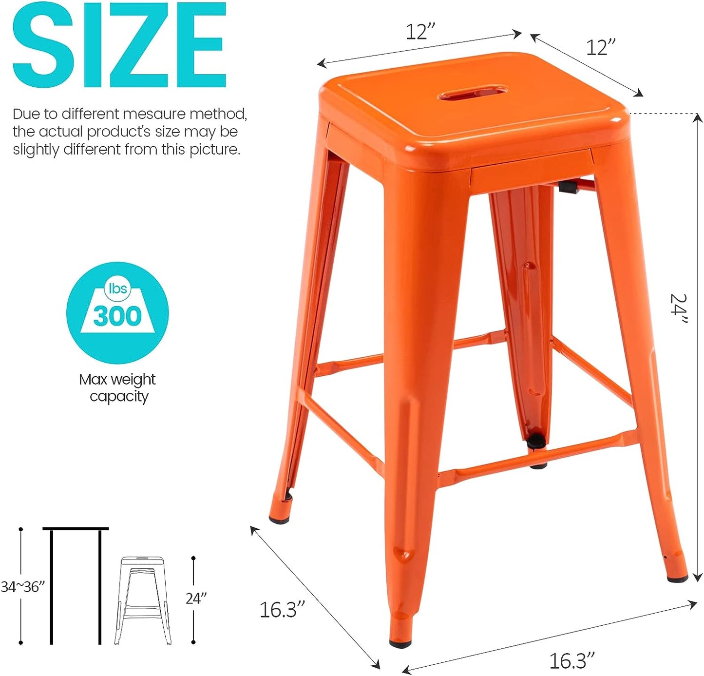 ORANGE METAL STOOLS