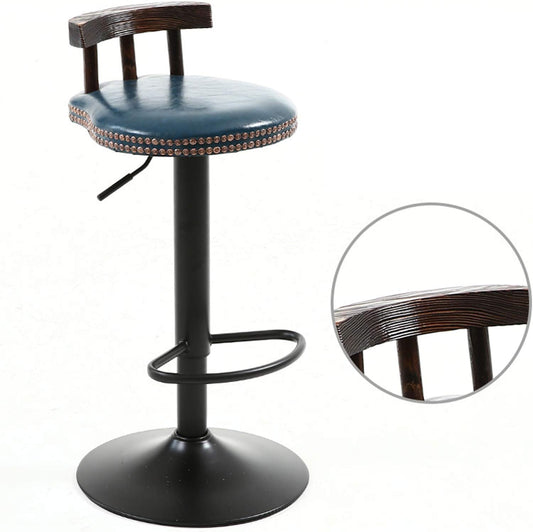 TEAL LEATHER BAR STOOLS COPPER RIVETS