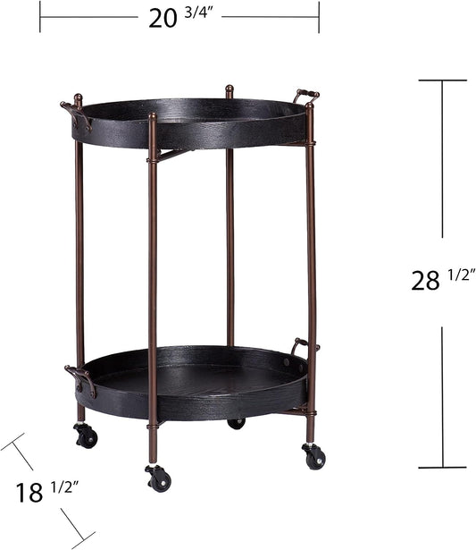 ROUND BLACK BAR CART