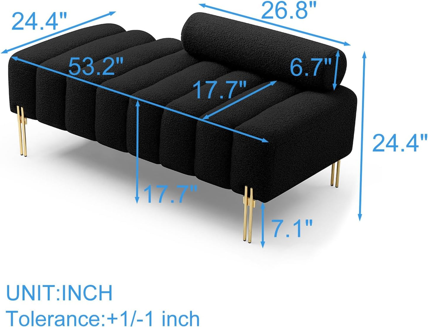 BLACK BOULCE MODERN BENCH WITH ADJUSTABLE BACKREST