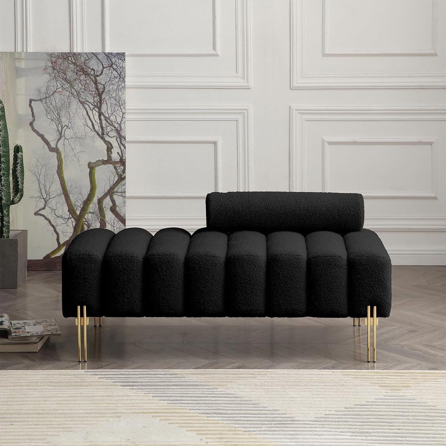 BLACK BOULCE MODERN BENCH WITH ADJUSTABLE BACKREST
