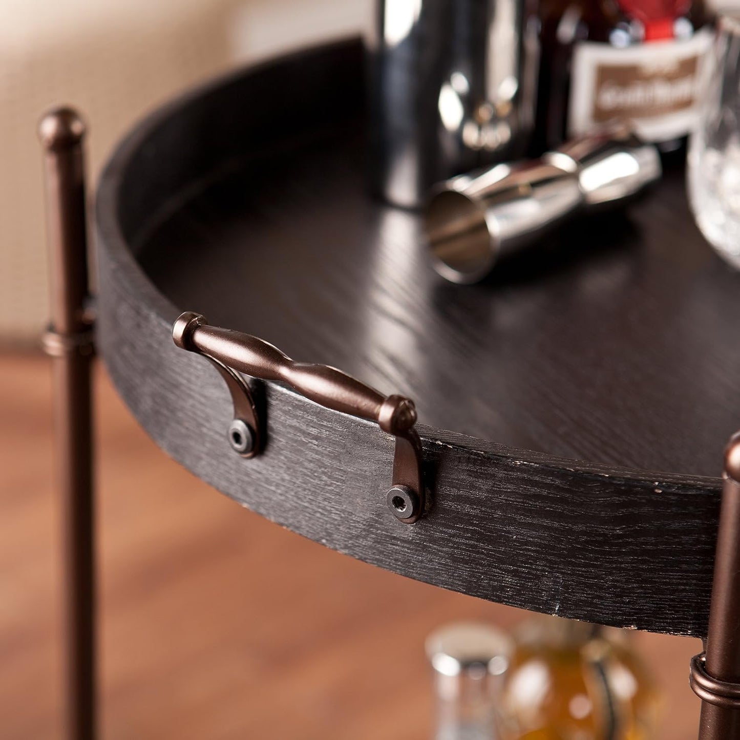 ROUND BLACK BAR CART