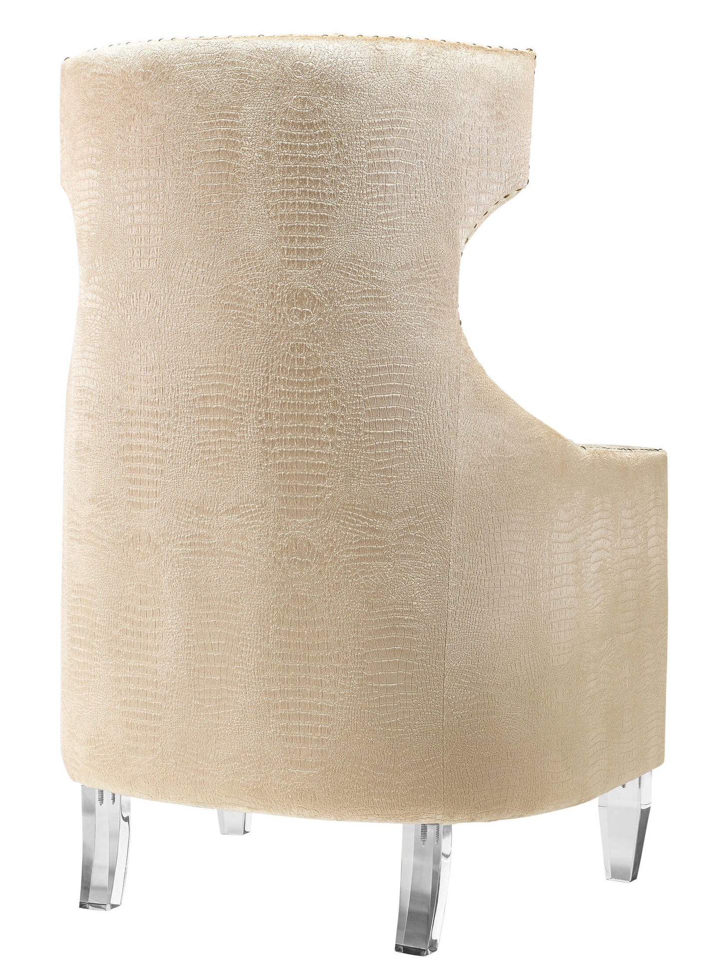 CREAM WINGBACK CROCODILE SKIN CHAIR WITH GOLD NAIL HEADS