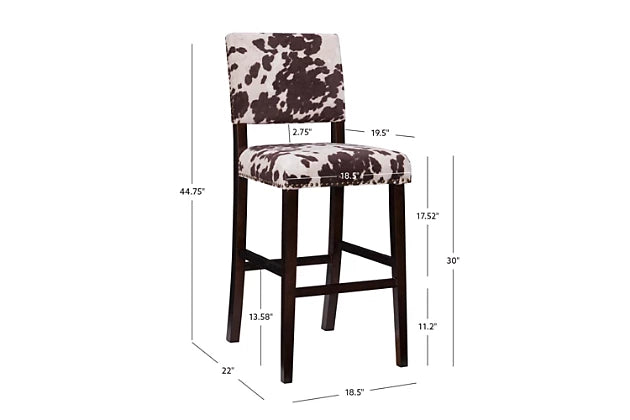 COWHIDE BAR CHAIR WITH RIVETS