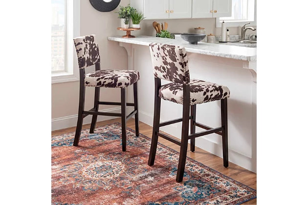 COWHIDE BAR CHAIR WITH RIVETS