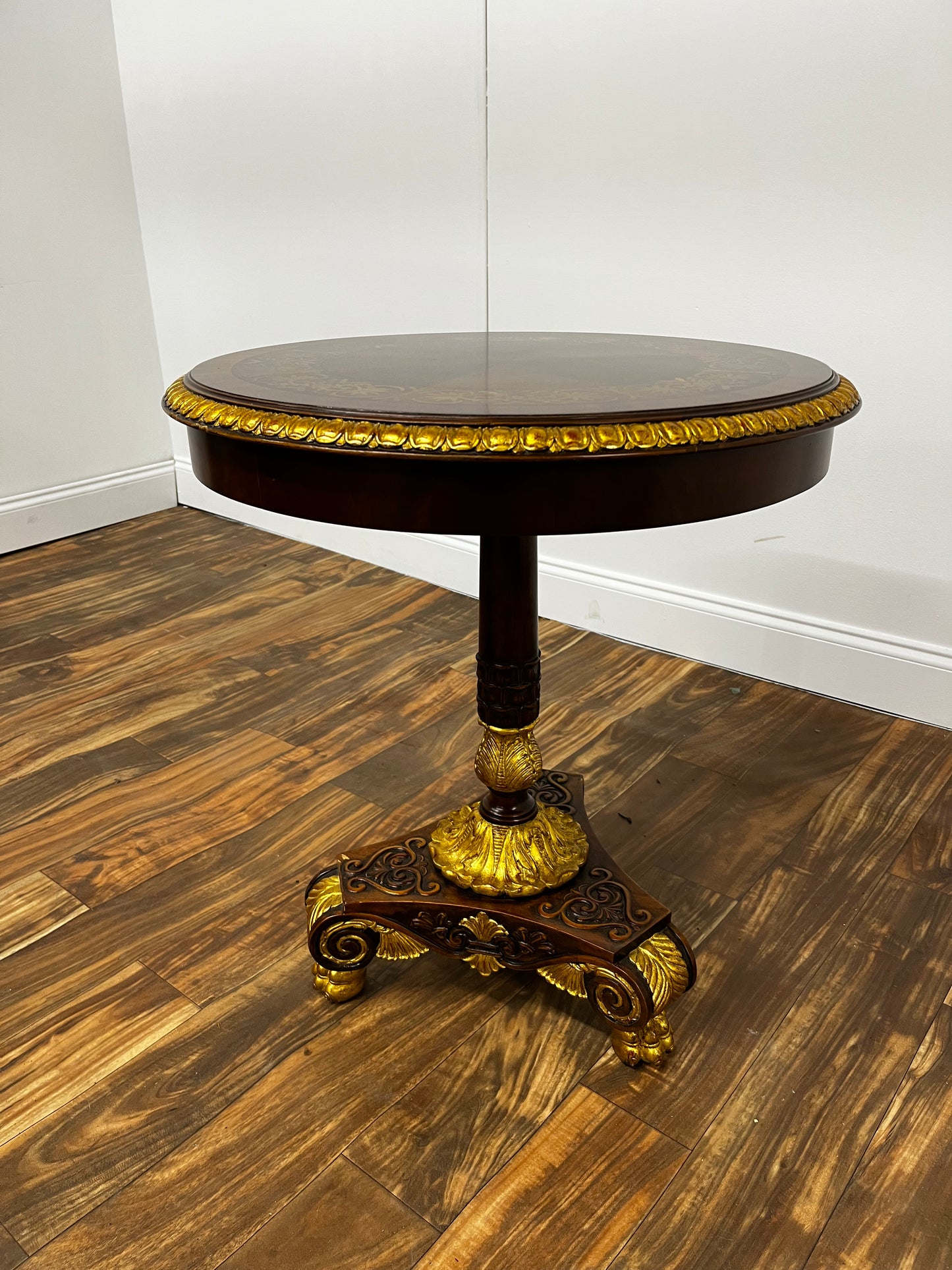 GOLD FOOTED WOOD CAFE TABLE