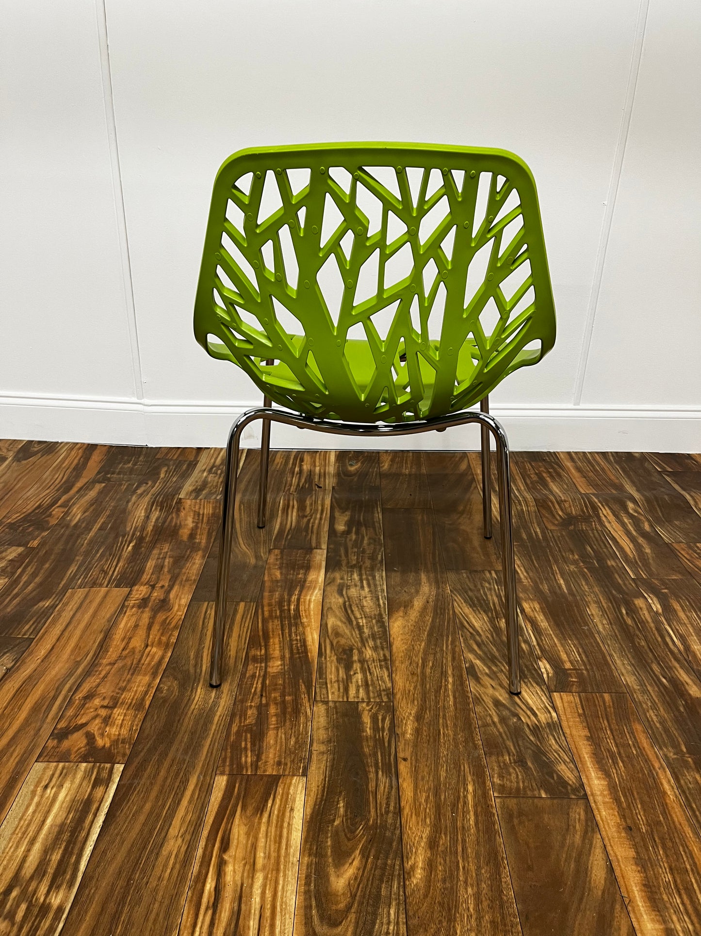 LIME GREEN TREE LATICE CUT DINING CHAIR