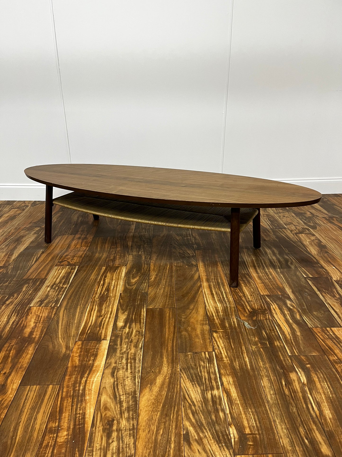 LOW OVAL WALNUT COFFEE TABLE