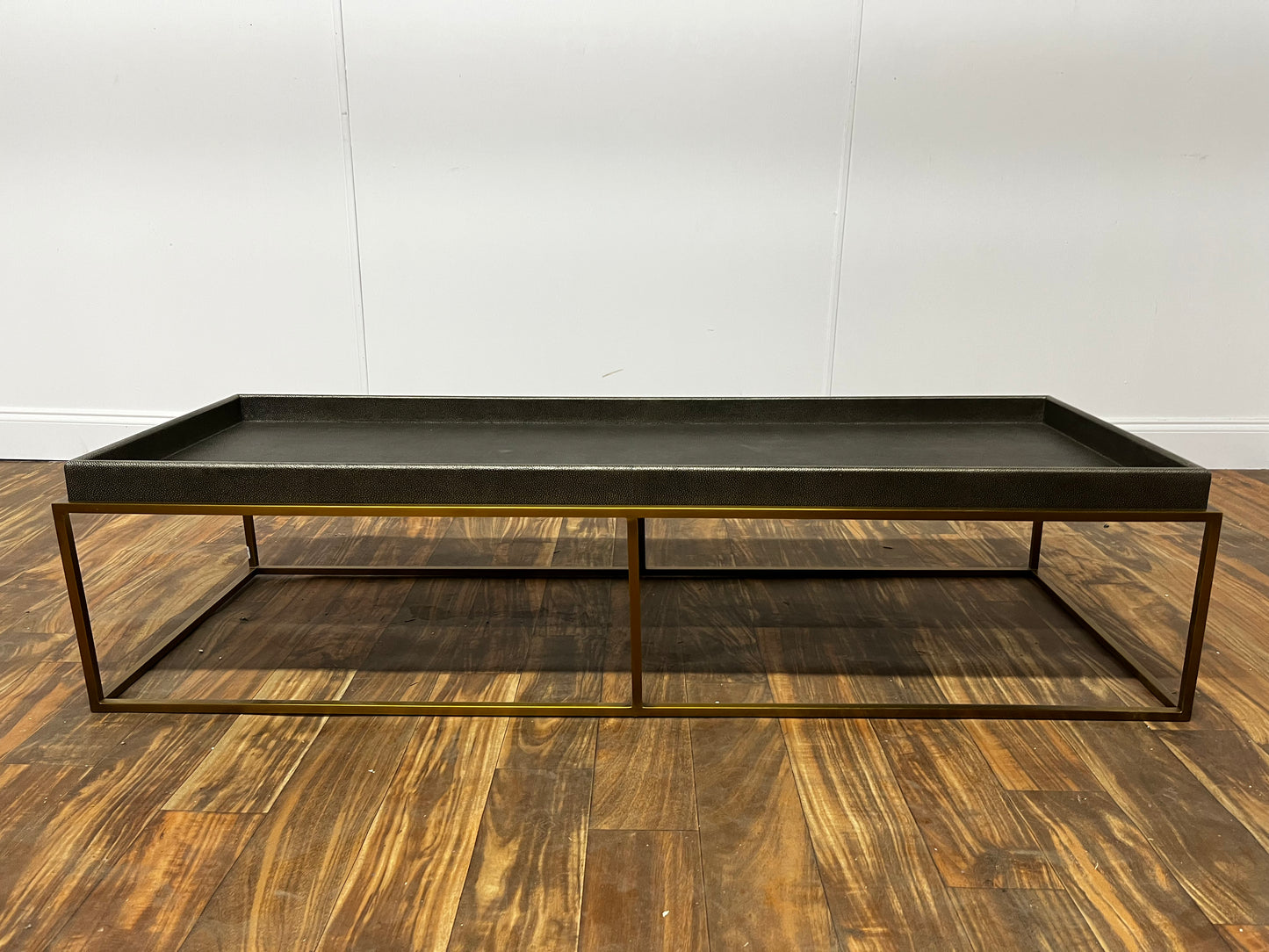 LOW ALLIGATOR SKIN GOLD METAL LEG COFFEE TABLE