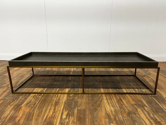 LOW ALLIGATOR SKIN GOLD METAL LEG COFFEE TABLE