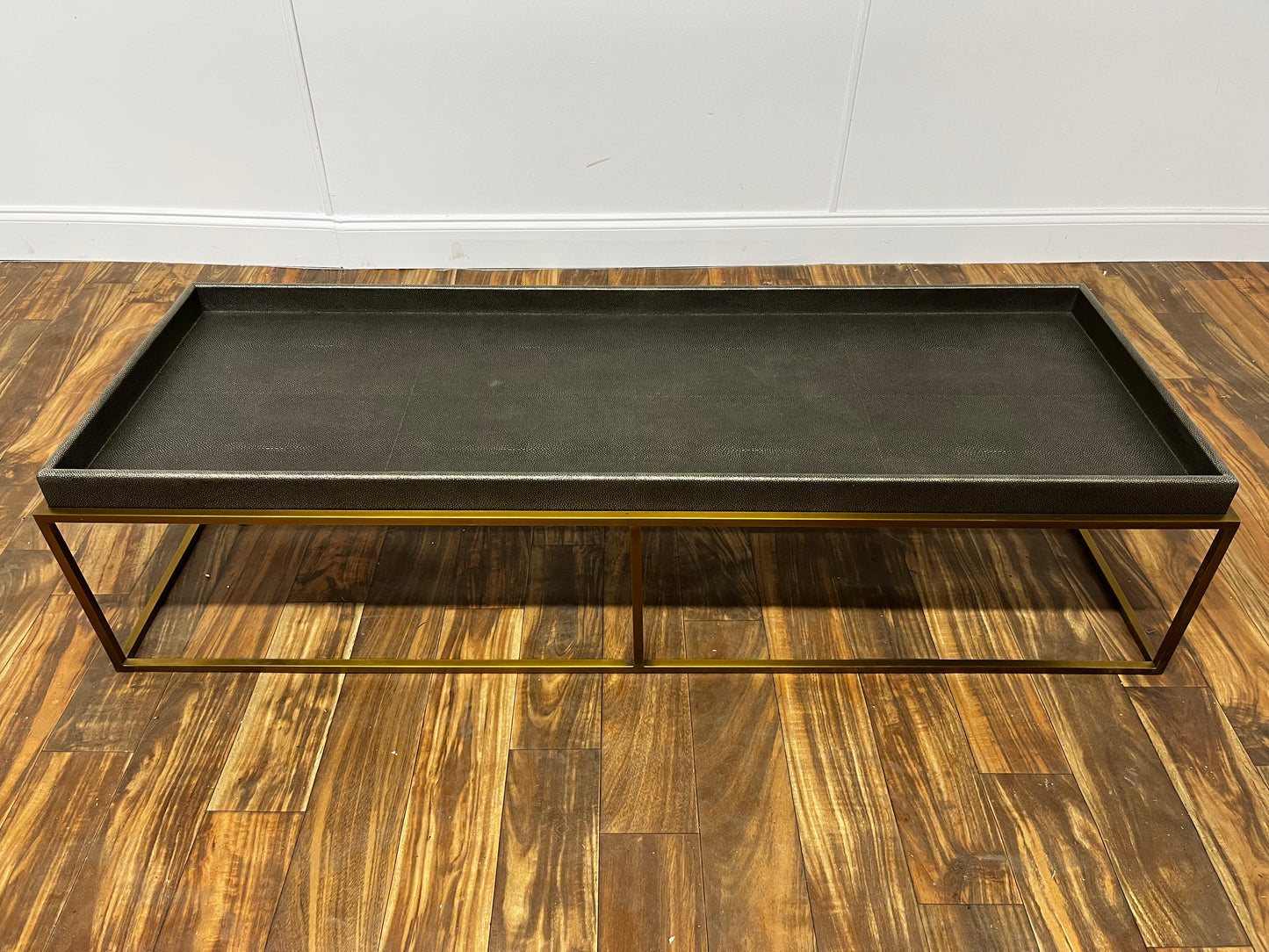 LOW ALLIGATOR SKIN GOLD METAL LEG COFFEE TABLE