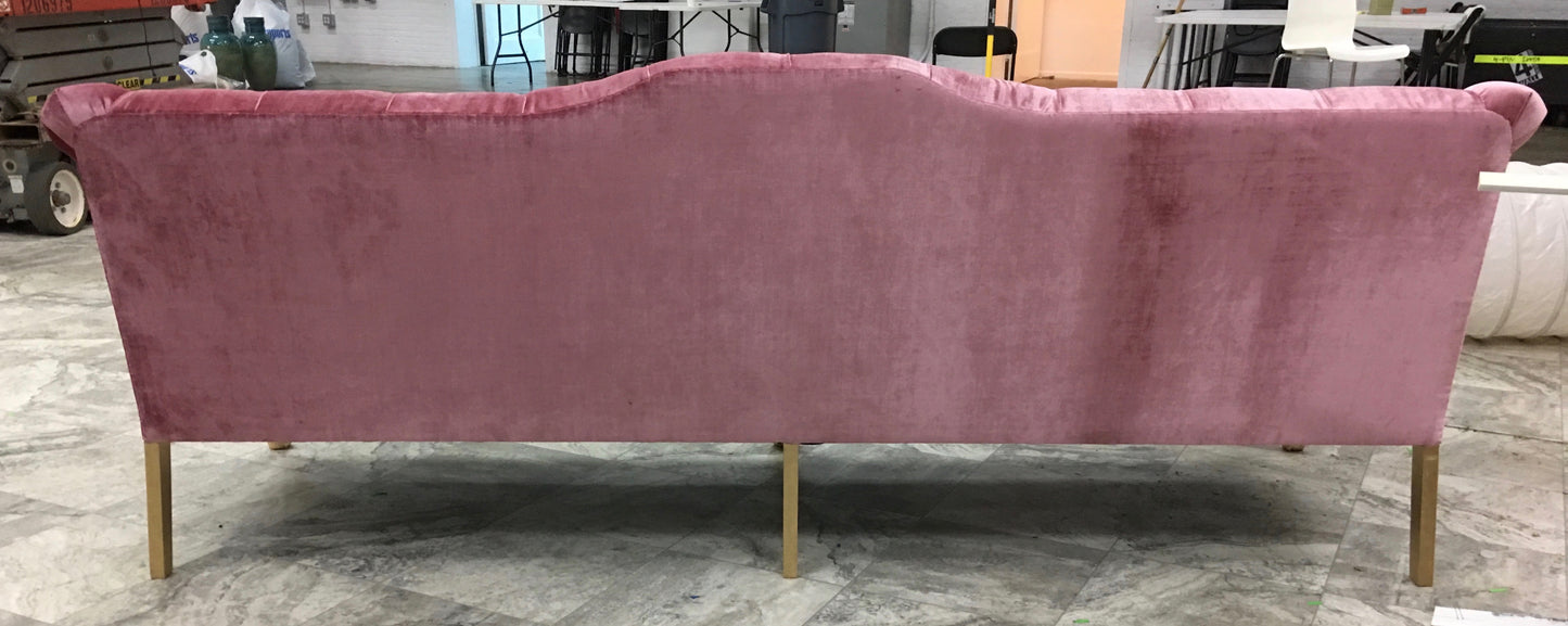 ROSE PINK VELOUR VELVET TUFTED SOFA