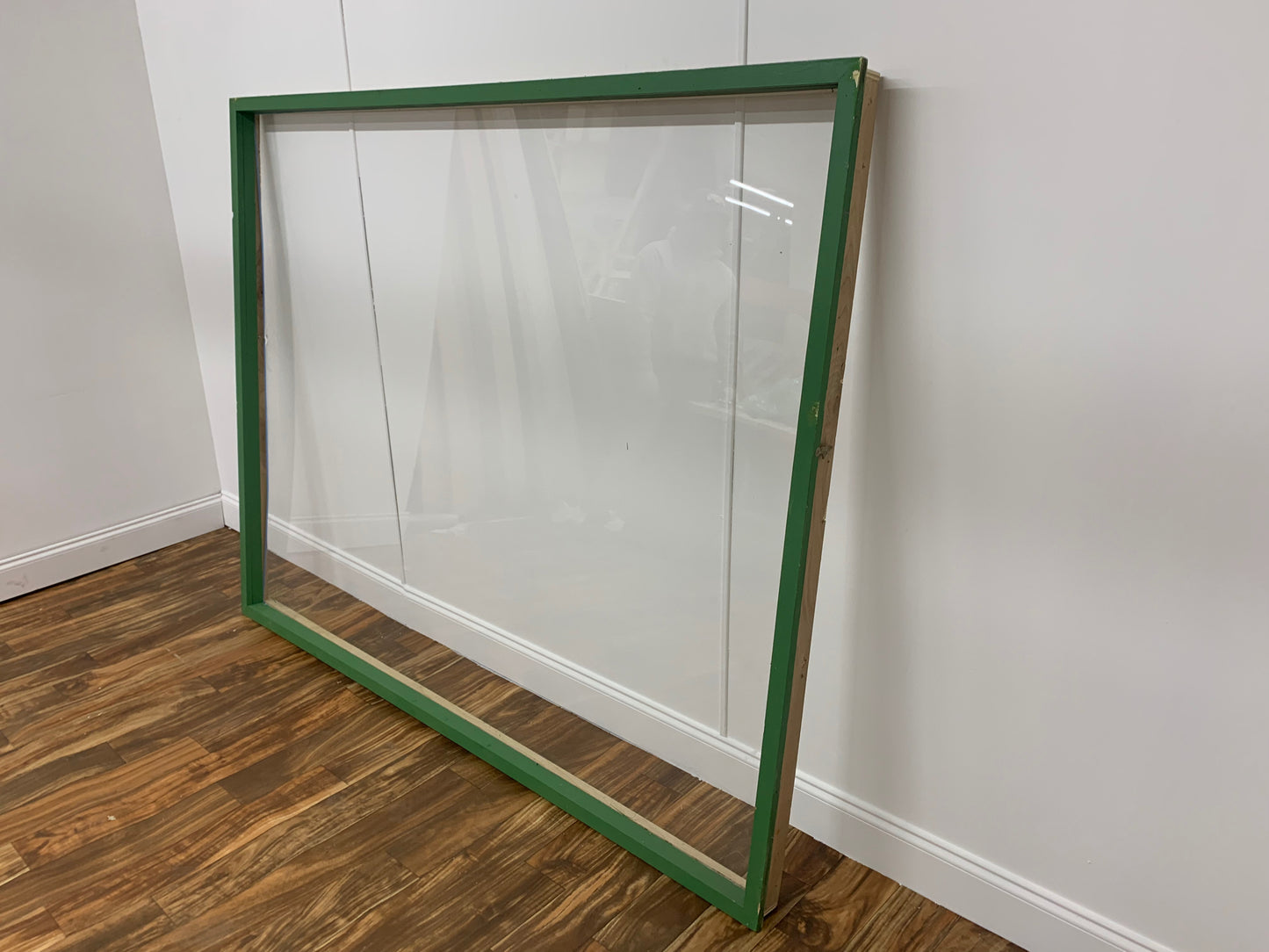 GREEN WINDOW FRAME WITH PLEXIGLASS INSERT
