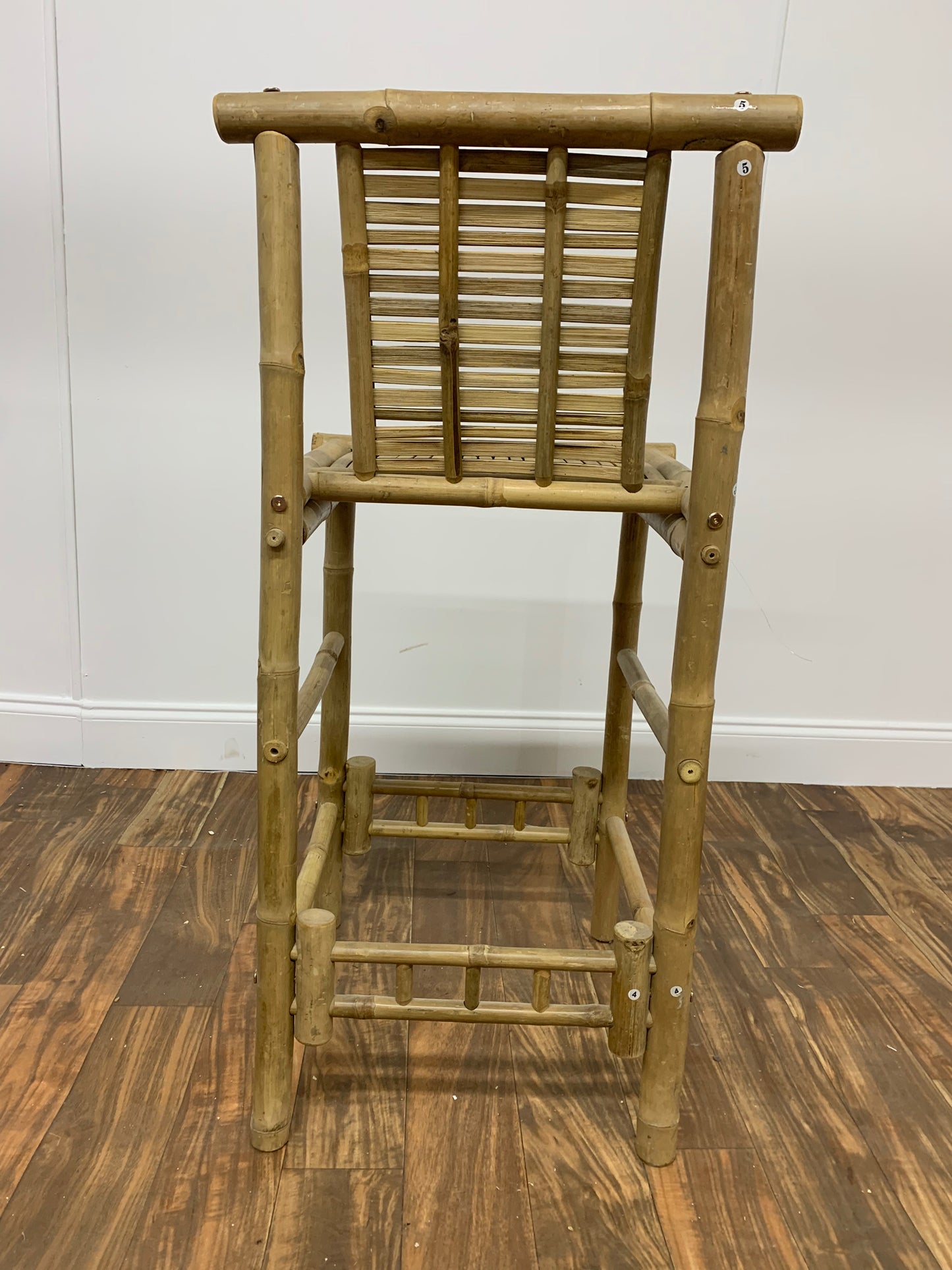 BAMBOO BAR STOOL HIGH CHAIR WITH BACK