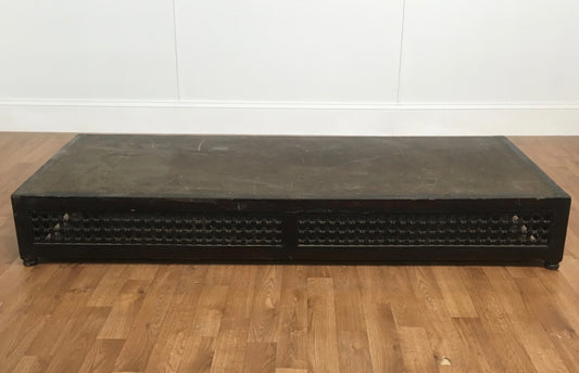 LOW DARK WOOD LATTICE CUT COFFEE TABLE