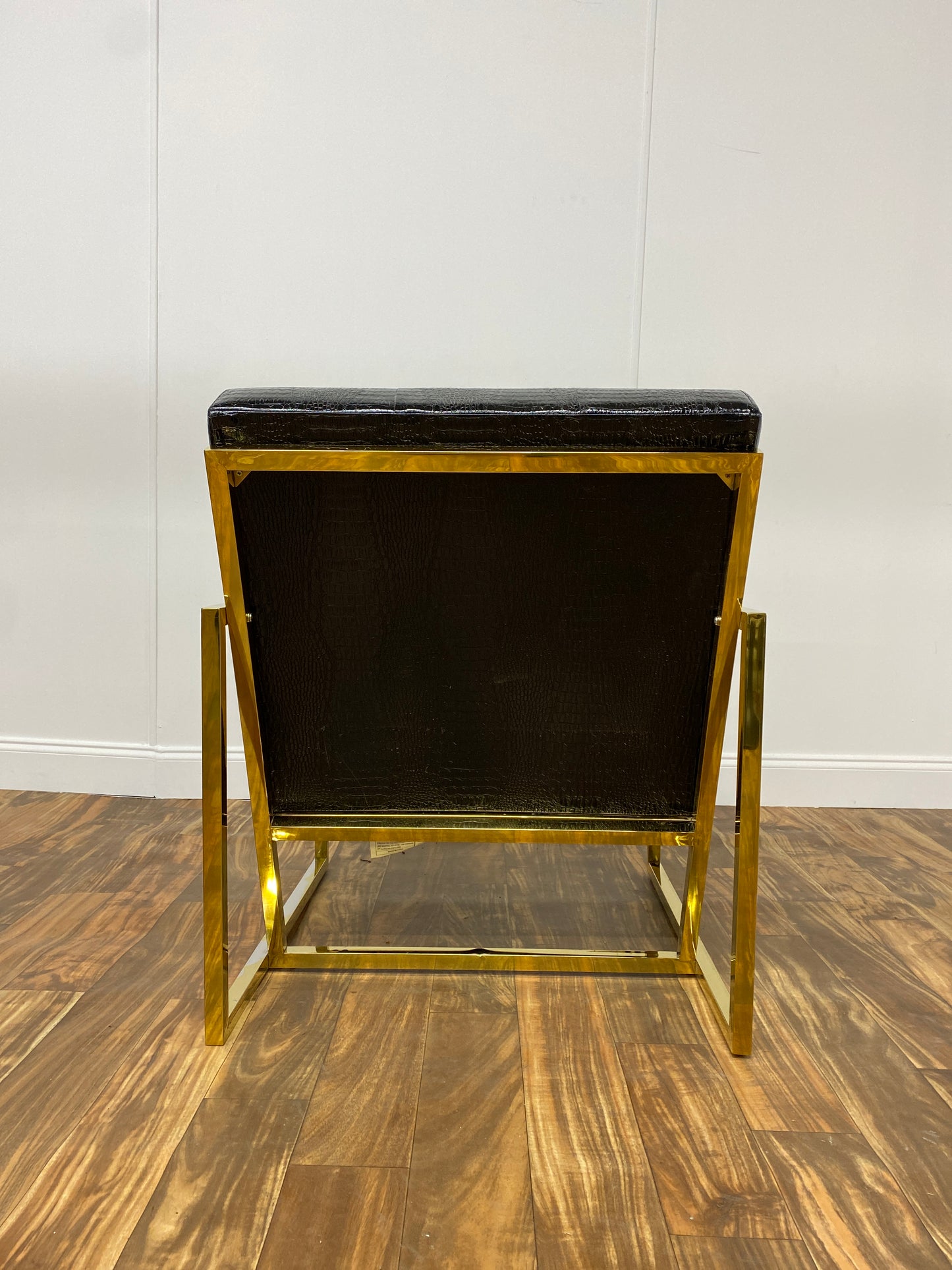 BLACK ALLIGATOR SKIN ACCENT ARM CHAIR WITH GOLD LEGS