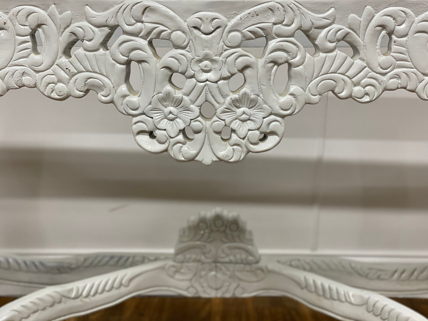 ORNATE RED AND GOLD FAUX MARBLE CONSOLE TABLE