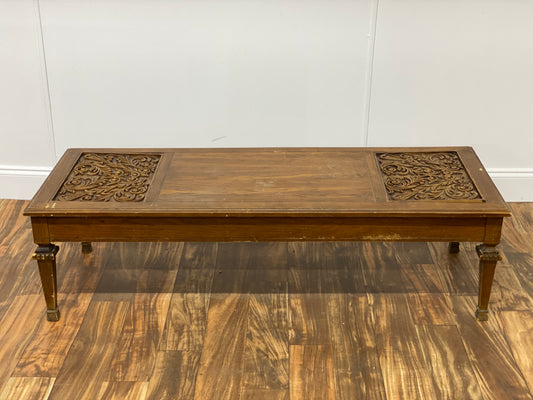 ENGRAVED WOOD LOW COFFEE TABLE