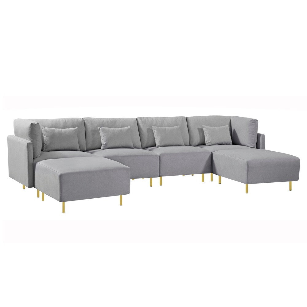 GREY MODULAR 6-PIECE SOFA WITH GOLD LEGS