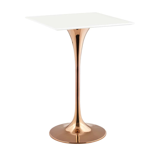 SQUARE TOP ROSE GOLD AND WHITE BAR TABLE