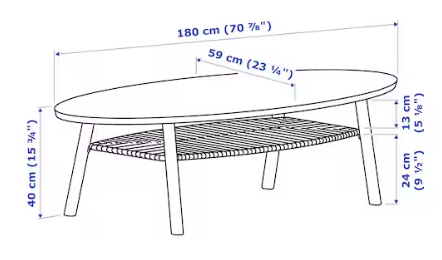 LOW OVAL WALNUT COFFEE TABLE