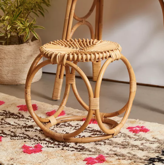 CUBE BAMBOO & RATTAN STOOL