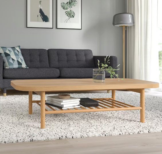 LIGHT OAK COFEE TABLE WITH ROUNDED CORNERS