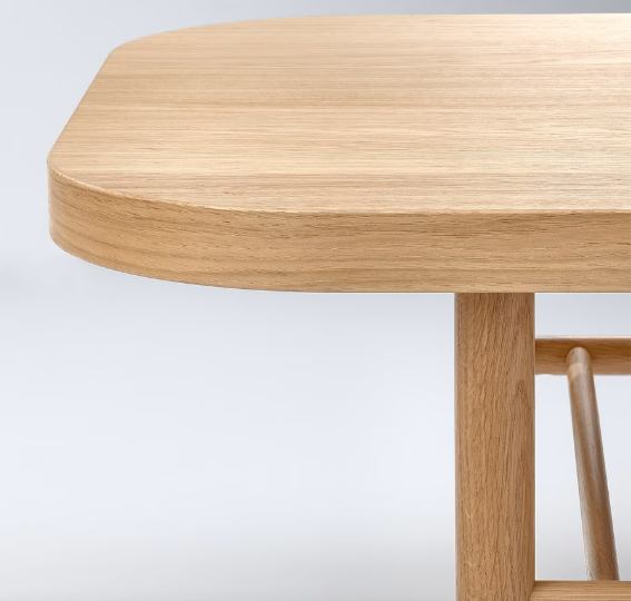 LIGHT OAK COFEE TABLE WITH ROUNDED CORNERS