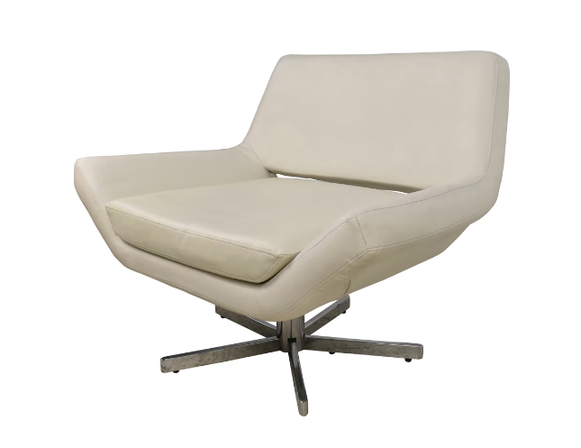 EXTRA WIDE WHITE LEATHER OFFICE / ACCENT CHAIR
