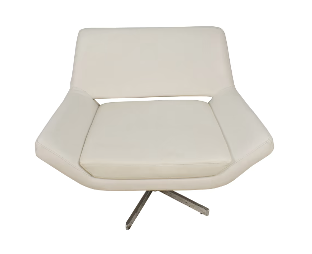 EXTRA WIDE WHITE LEATHER OFFICE / ACCENT CHAIR