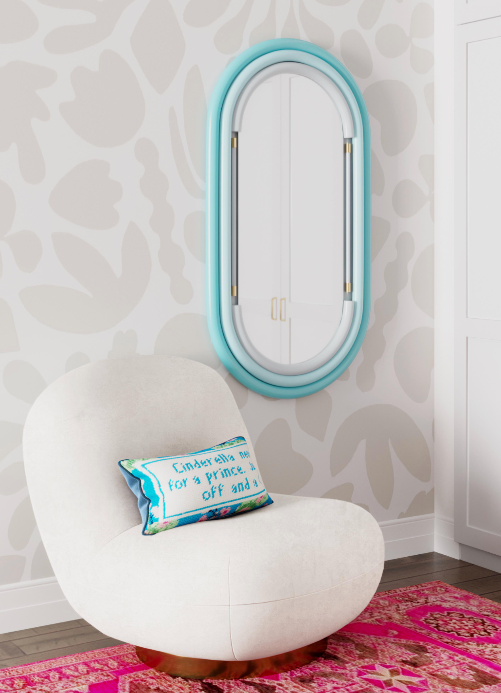 NEON WALL MIRROR IN BLUE