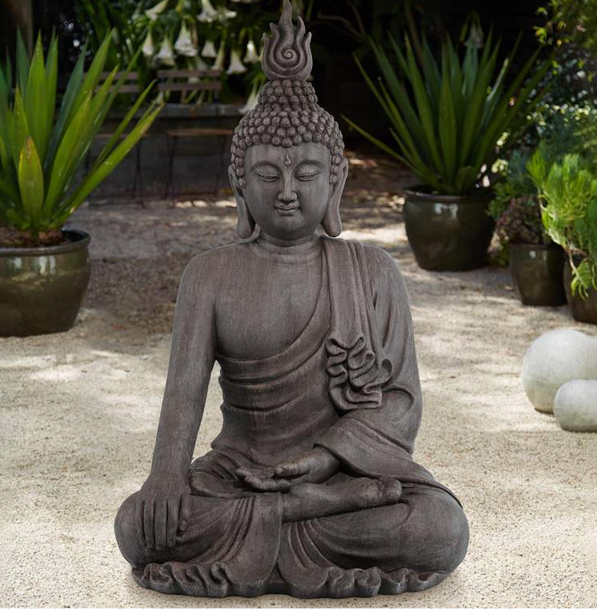 Sitting Buddha Statue Gray
