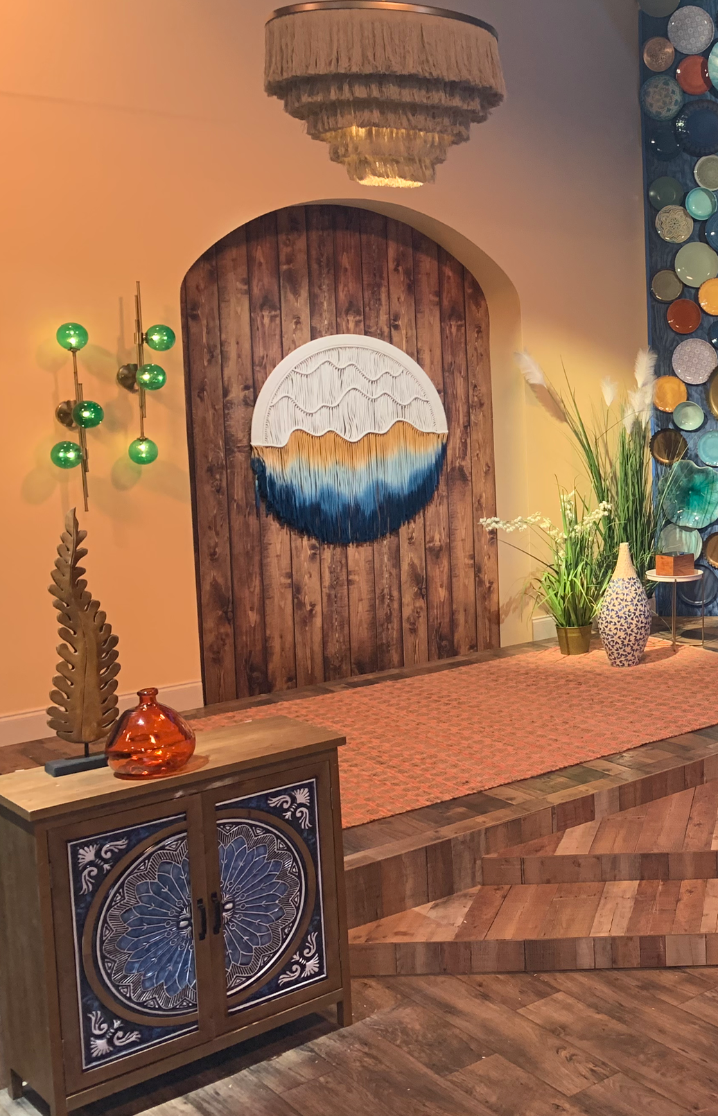 LARGE CIRCULAR SUNSET DYED ROPE WALL ART