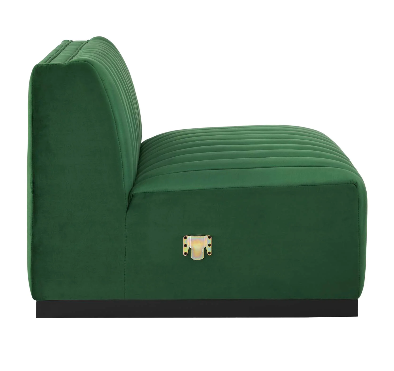 Channel Tufted Emerald Green Velvet Armless Chair Sectional Sofa  Piece