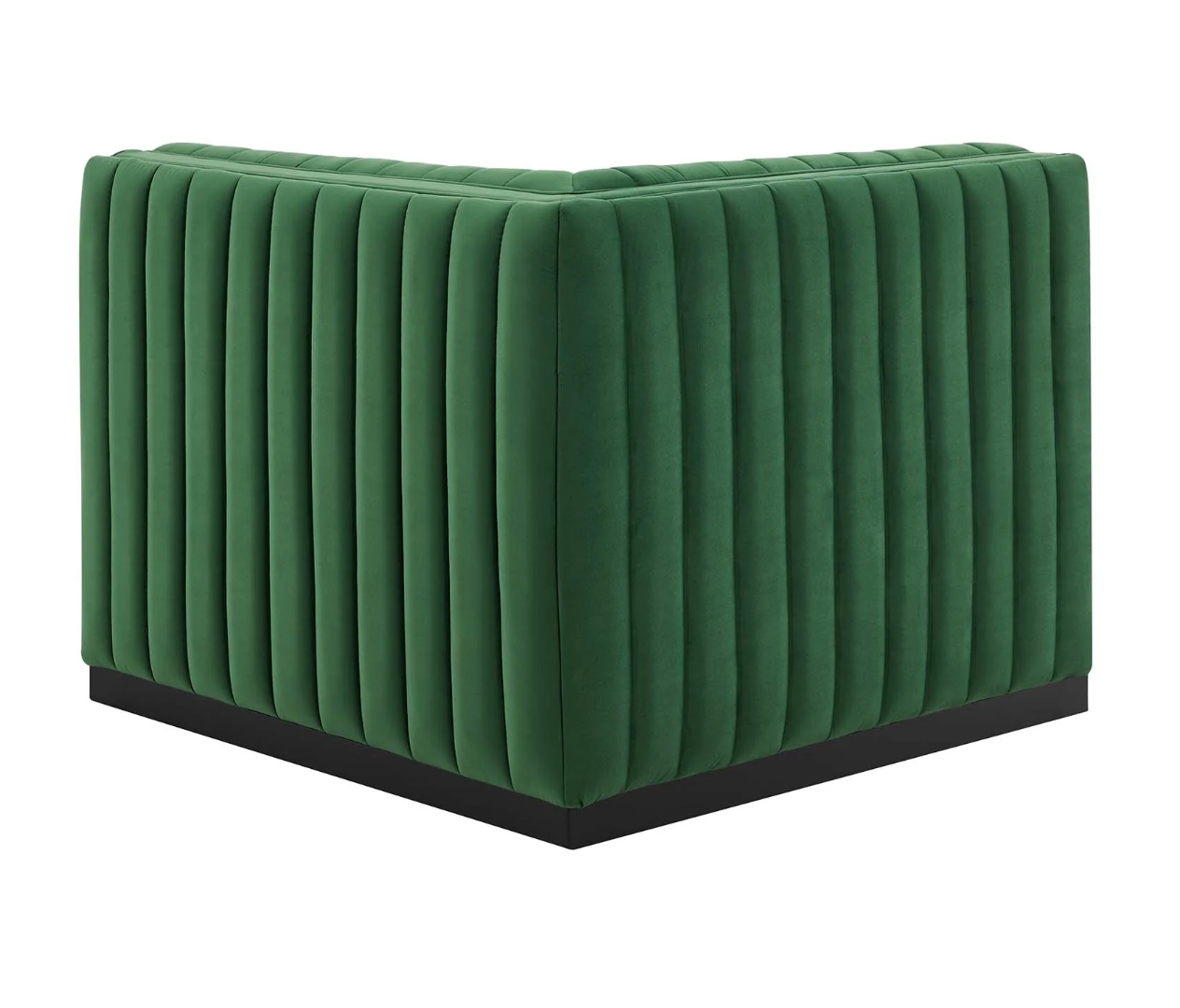 Channel Tufted Emerald Green Velvet Arm Chair Sectional Sofa Piece
