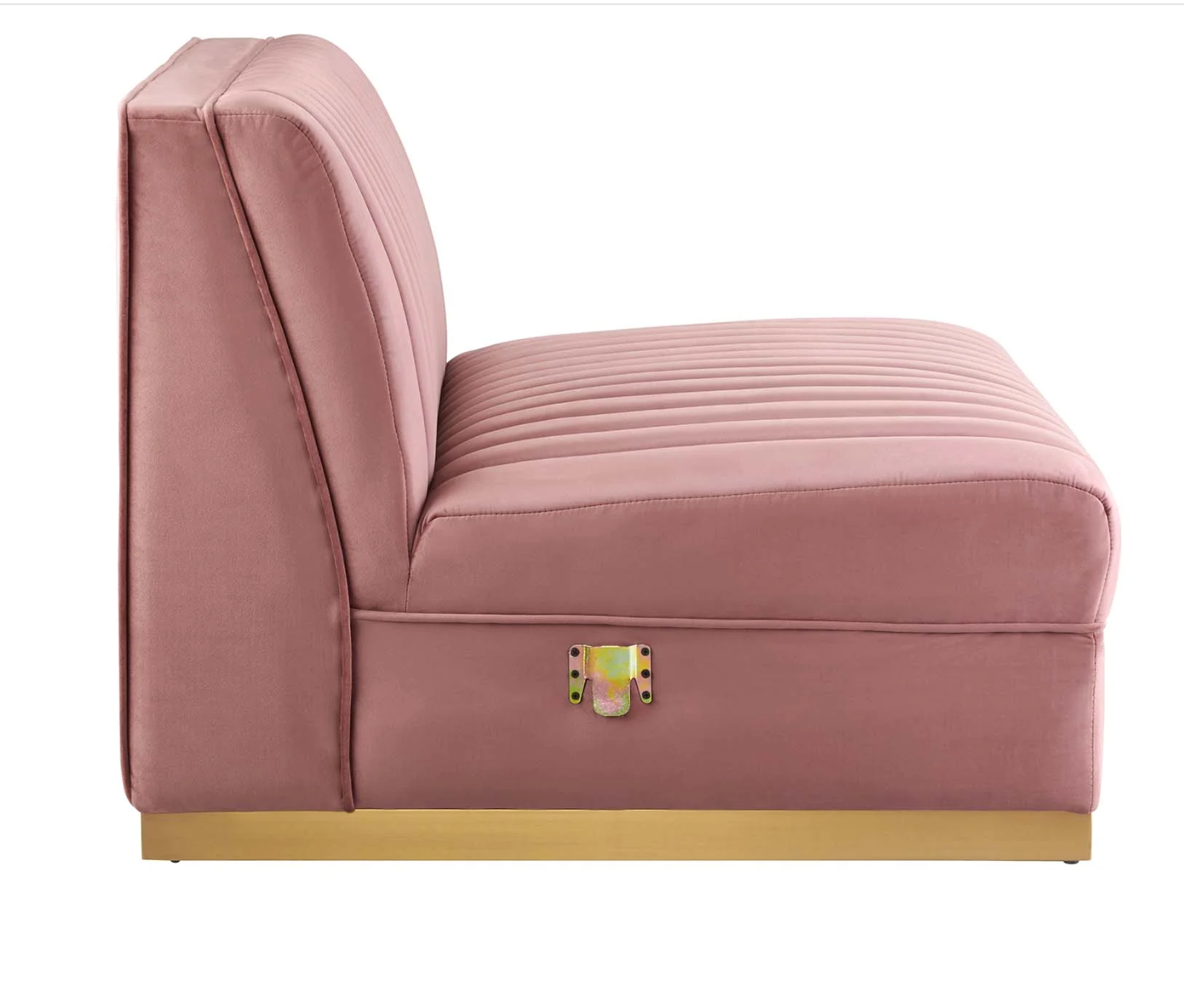 Channel Tufted Blush Pink Velvet Sectional 4-Piece Sofa