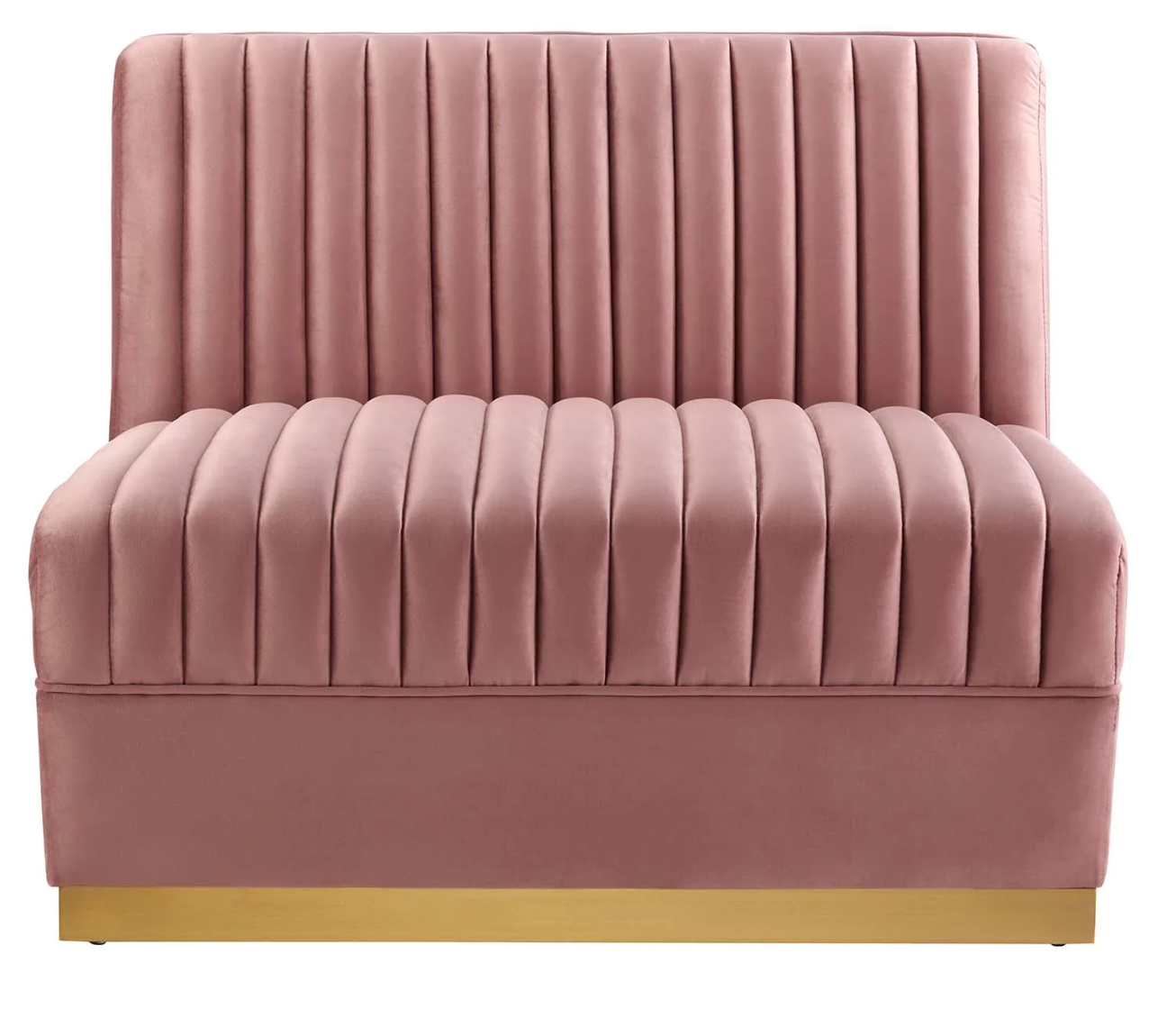 Channel Tufted Blush Pink Velvet Sectional 4-Piece Sofa