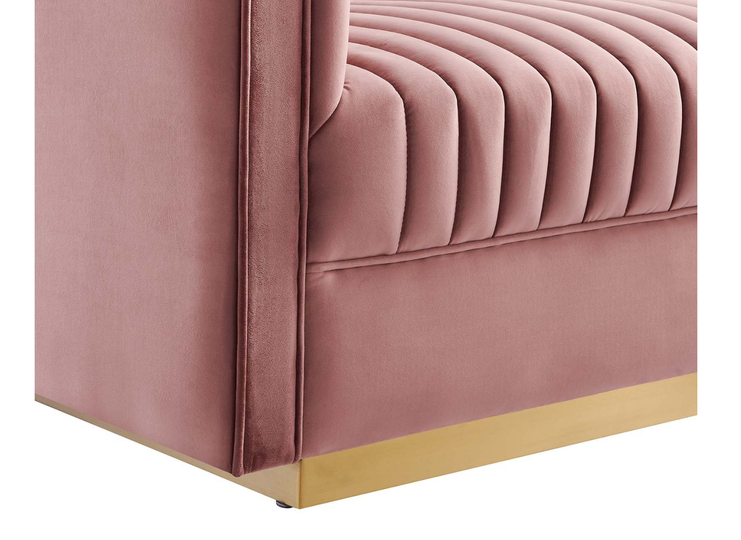 Channel Tufted Blush Pink Velvet Sectional 4-Piece Sofa