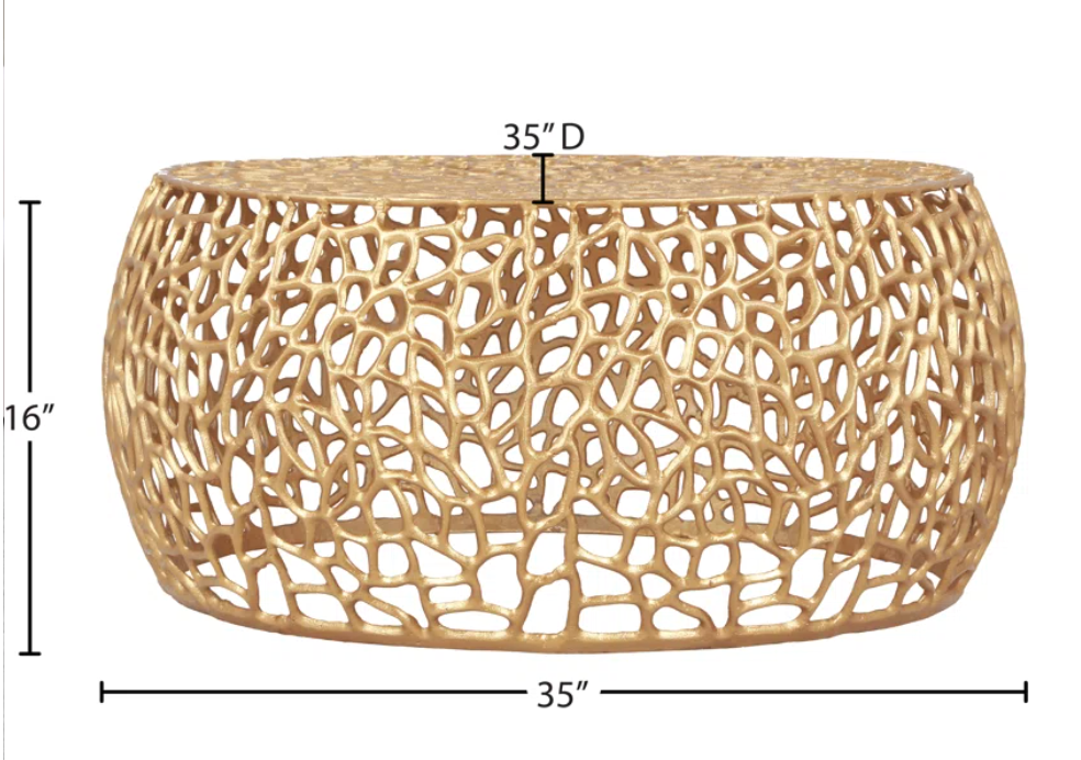 ROUND GOLD LATTICE COFFEE TABLES