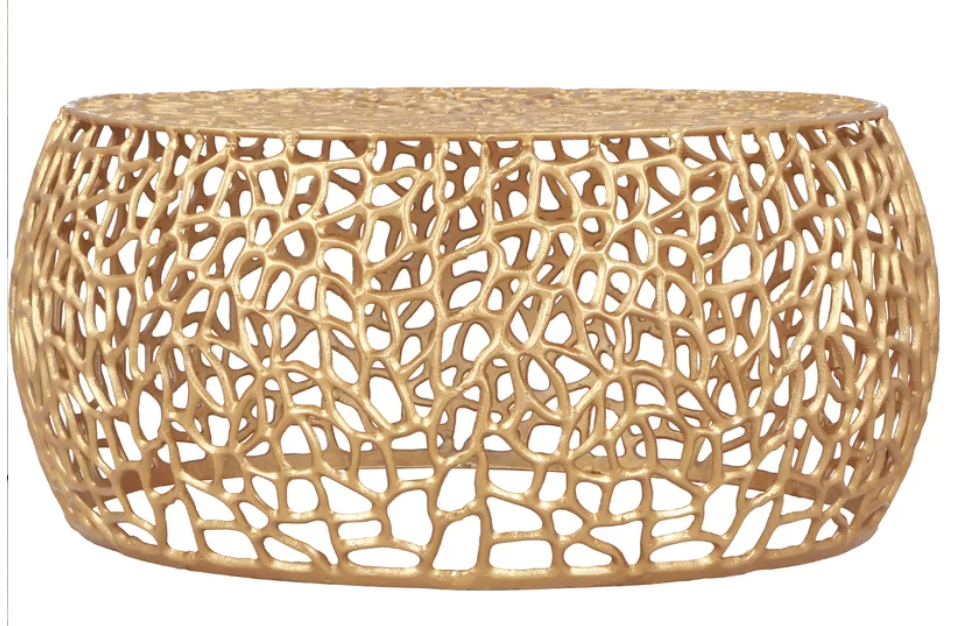 ROUND GOLD LATTICE COFFEE TABLES