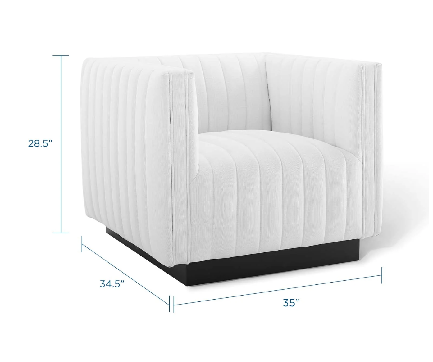 White Tufted Upholstered Fabric Armchair