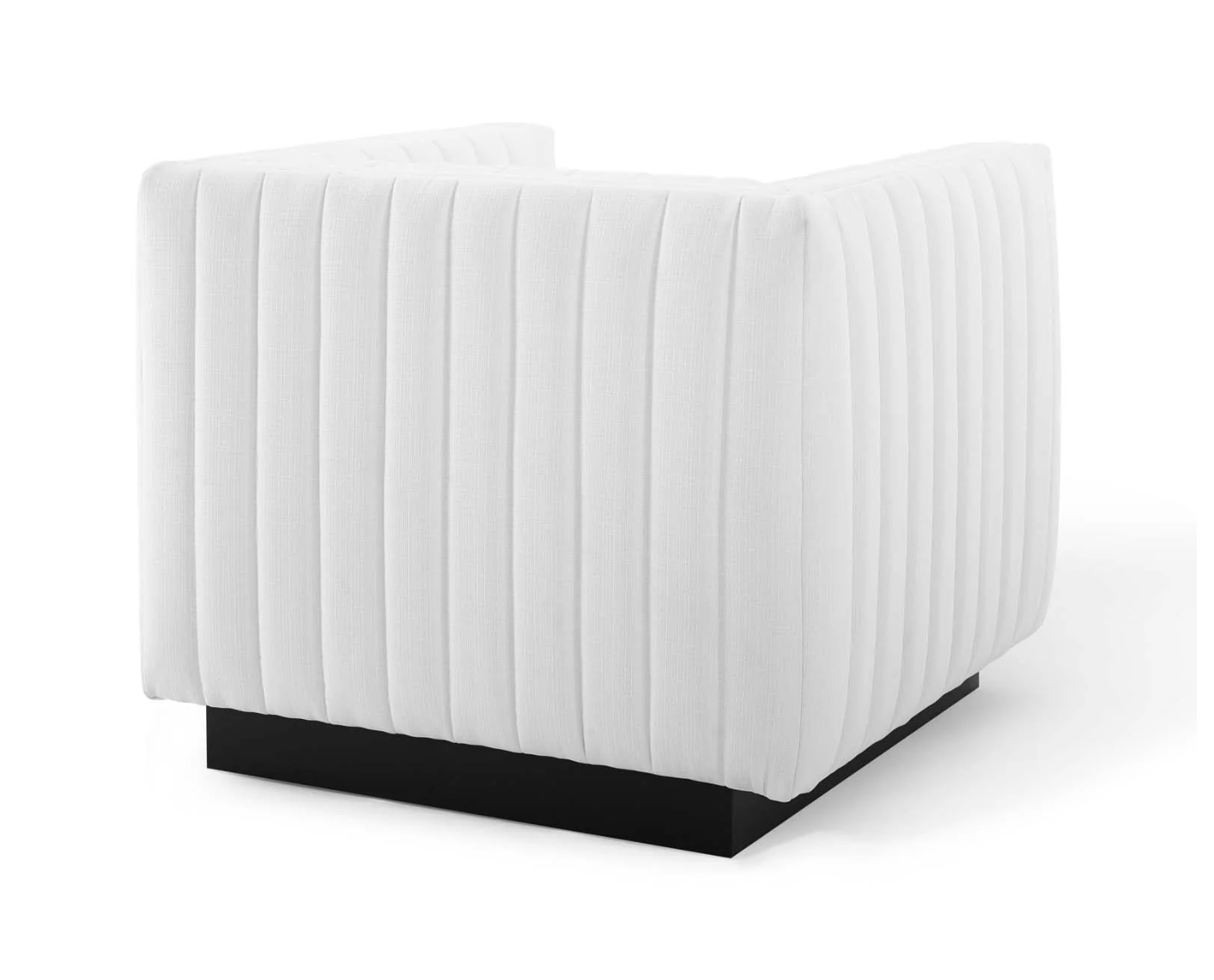 White Tufted Upholstered Fabric Armchair