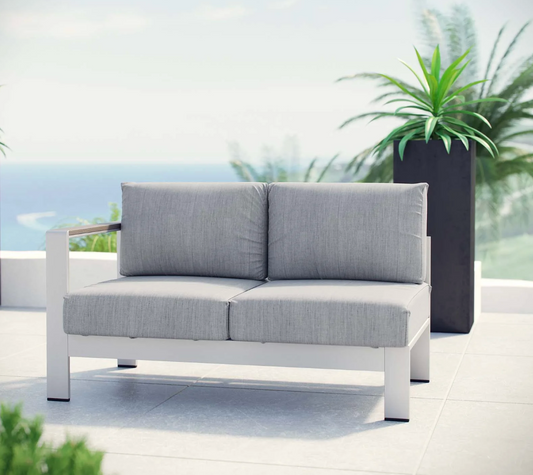 Grey and Silver Aluminum Corner Sectional Outdoor Sofa